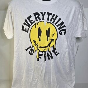 MAD Engine Everything Is Fine Smiley Graphic Tee Mens Medium